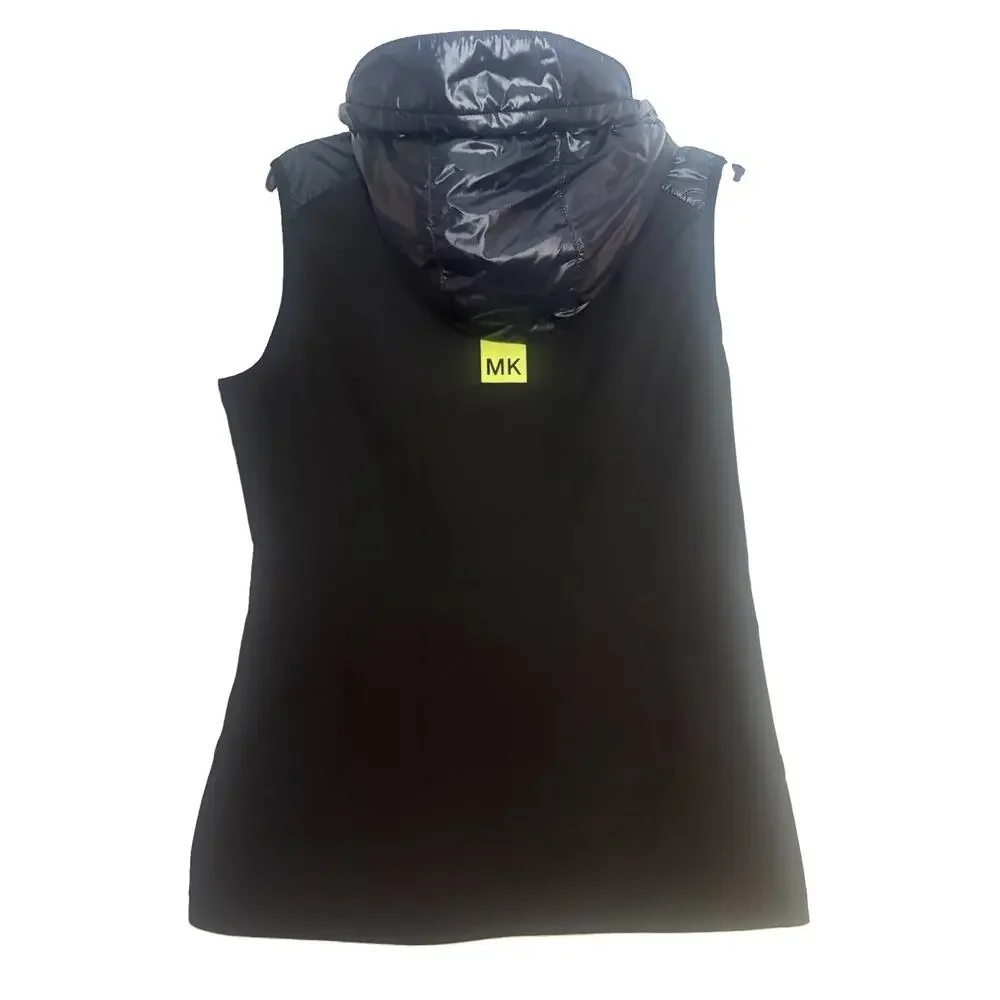 Michael Kors Women’s Black Hooded Puffer Vest Full Zip Pockets XS